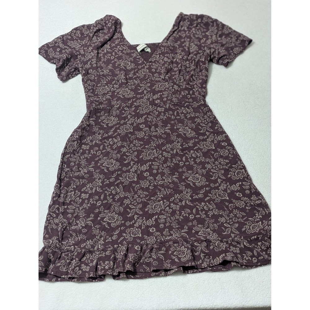 Abercrombie & Fitch Ditzy Floral Print Mini Dress Maroon Red Plum Purple Size XS